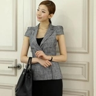 ode' - Padded Shoulder Linen Blend Blazer