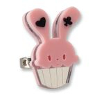 Sweet & Co. - Sweet Pink Bunny Cupcake of Heart Silver Ring