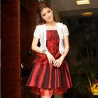 JK2 - Corsage-Accent Shirred Party Dress