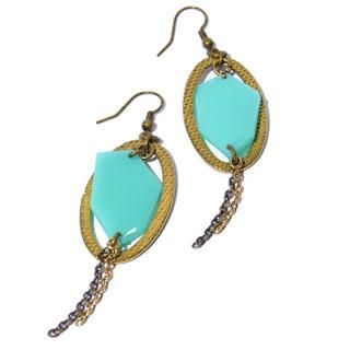 Green Polygon & Gold Circle Earrings Green Polygon & Gold Circle Earrings