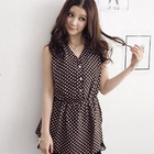 D.P-Shop - Sleeveless Polka Dot Chiffon Top