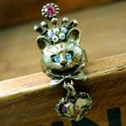 Fit-to-Kill - Cat With Leopard Heart Pendant Ring -Copper