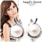 Angel's Secret - Rhinestone Faux-Pearl Pin-Earrings