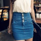 PUFFY - High-Waist Denim Skirt