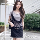 Melissa - Inset Lace Drape-Front Dress