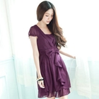 Tokyo Fashion - Wrap-Front Bow Chiffon Dress