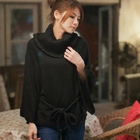 CatWorld - Cowl-Neck Tie-Waist Knit Cape