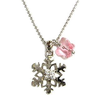 'Pianissimo' - 'Snowy Concerto' Necklace with Pink Swarovski Crystal Butterfly 'Pianissimo' - 'Snowy Concerto' Necklace with Pink Swarovski Crystal Butterfly