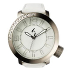 t. watch - Diamond Lens Glass White Leather Strap Watch