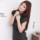 D.P-Shop - Asymmetric Hem Knit Top With Scarf