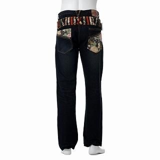 Double Waistband Printed Trim Jeans