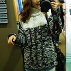 45SEVEN - Turtleneck Color-Block Knit Top