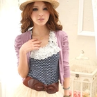 Tokyo Fashion - Shirred Sleeve V-Neck Cropped Cardigan