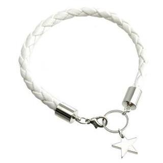 White Leather Bracelet with Star White Leather Bracelet with Star