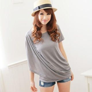 Draped-Front Short-Sleeve T-Shirt