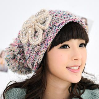 Rhinestone Rosette Detail Beanie
