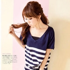 YUMI - Drawstring-Waist Striped Knit Dress