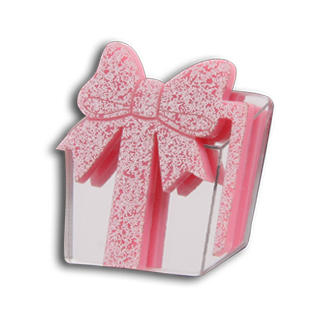 Sweet Pink Glitter Present Silver Ring Sweet Pink Glitter Present Silver Ring