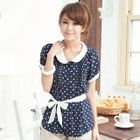 eFashion - Contrast-Trim Dotted Chiffon Top