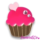 Sweet & Co. - Swarovski Crystal Gold Fuchsia Cupcake Pin