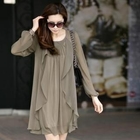 Jcstyle - Ruffle-Front Layered Chiffon Dress