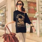 PUFFY - Zip-Front Skull Print T-Shirt