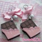 Sweet & Co. - Sweet Pink Ribbon Swarovski Crystal Choco Bar Earrings