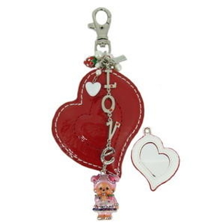 Leather Heart Mirror with Strawberry MCC Girl Monchhichi