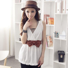 D.P-Shop - Lace-Trim V-Neck Chiffon Tank Top