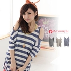 Maymaylu Dreams - Cutout Shoulder Striped  Top