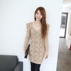 MINISCANDAL - Shirred Sleeve Lace Sheath Dress