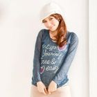 YUMI - Set: Long Sleeve Print T-Shirt + Striped Camisole