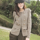 CatWorld - Shirred-Sleeve Houndstooth Jacket