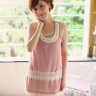 OrangeBear - Beaded-Neckline Sleeveless Chiffon Top