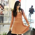 Miss Hong - Collar-Accent A-Line Dress