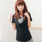 F-DNA - Inset Striped Cowl-Neck Short-Sleeve T-Shirt