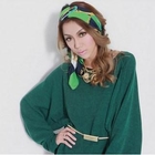 1313 - Faux-Leather Trim Dolman-Sleeve Top