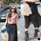 Cocopop - Set: Floral Print T-Shirt + Accordion-Pleat Maxi Skirt