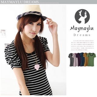 Puff-Sleeve Striped Tee