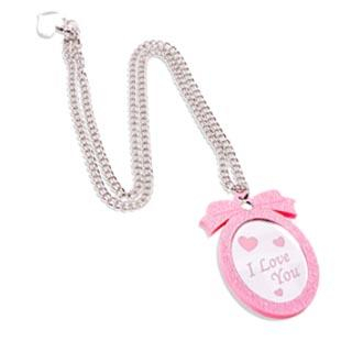 Pink Glitter Sweet Heart Pendant Necklace Pink Glitter Sweet Heart Pendant Necklace