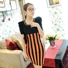 Jack Grace - Shirred-Sleeve Striped Panel Dress