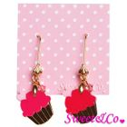 Sweet & Co. - Sweet&Co Mini Gold Fuchsia Cupcake Crystal Earrings