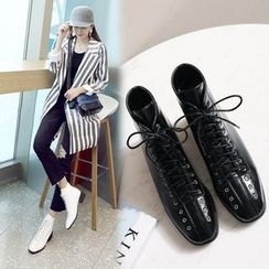 Pastel Pairs - Lace-Up Short Boots Pastel Pairs - Lace-Up Short Boots