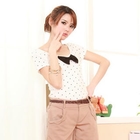 ZOO - Bow-Accent Dotted T-Shirt