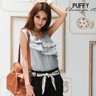 PUFFY - Contrast Trim Asymmetric Layered Top