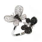 2CAN - Silver 925 + Black Plate Butterfly Ring