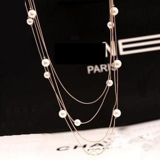 layered faux jewellery pearl necklace