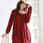 RingBear - Pleated Long Sleeve Dress