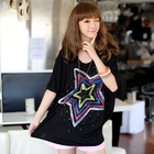 59 Seconds - Star Print Paint Splatter Oversized Top