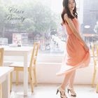 Clair Fashion - Asymmetric-Hem Sleeveless Chiffon Dress